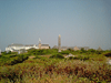 The monument and the stone buildings and hotel on Star Island, Isles of Shoals