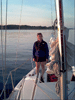 Lori on Sea Star at anchor off Stage Island in Wood Island Harbor, Biddeford Pool, ME