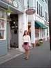 Lori shopping in Boothbay Harbor, ME
